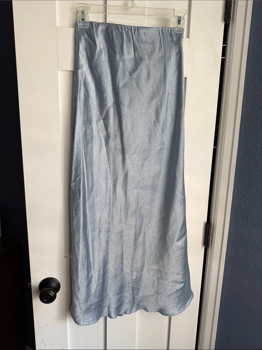 Babaton Aritzia Light Blue Slip Satin Maxi Skirt